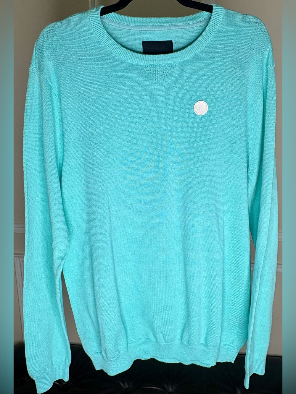 Men's Crewneck Sweater in Light Teal - Classic Knit